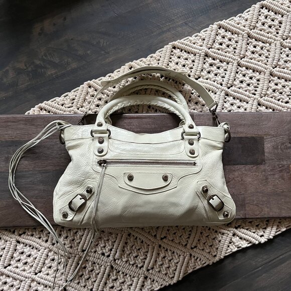 Authentic BALENCIAGA The First Hand Bag Ivory Leather 2005 Awesome - Picture 5 of 16